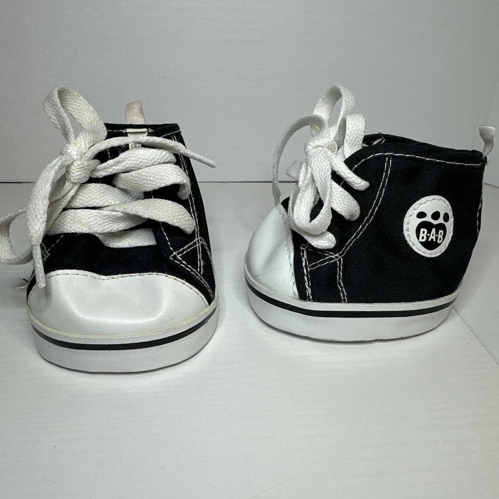 Build A Bear High Top Black & White Sneakers Shoes Converse Style BABW